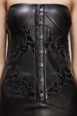 Abito bustier con ricamo patchwork