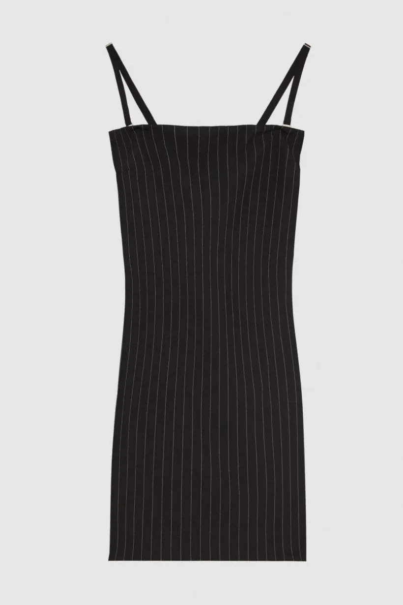 Abito bustier mini gessato