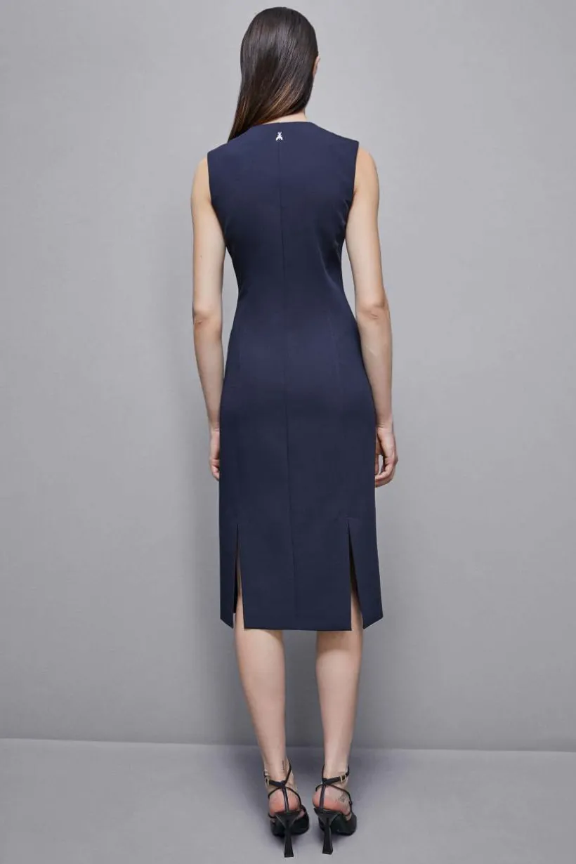 Abito chemisier con spacchi in gabardina