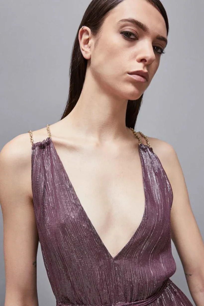 Abito in seta lurex con catene