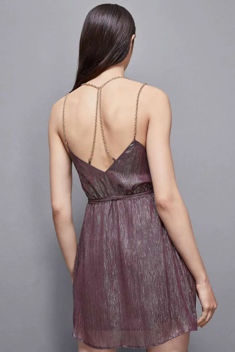 Abito in seta lurex con catene