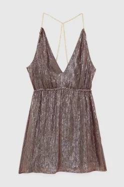 Abito in seta lurex con catene