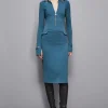 Abito midi con zip in tessuto