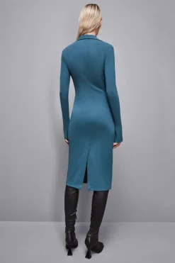 Abito midi con zip in tessuto