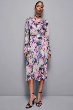 Abito midi in chiffon fantasia