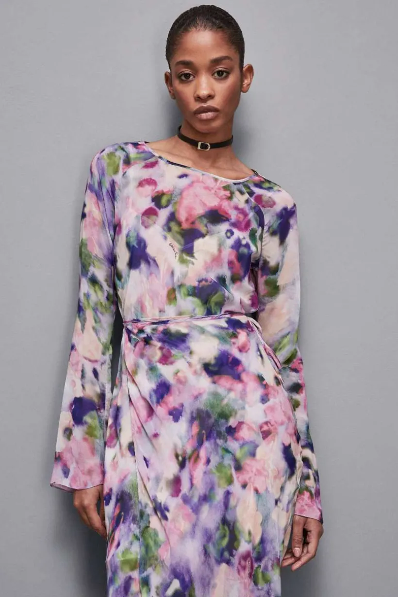 Abito midi in chiffon fantasia