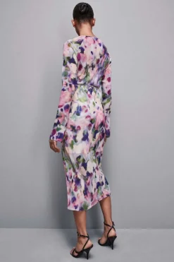 Abito midi in chiffon fantasia