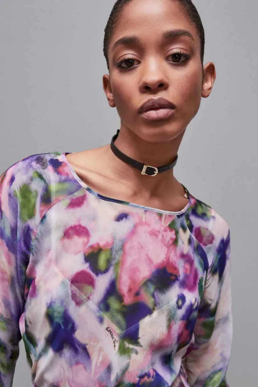 Abito midi in chiffon fantasia