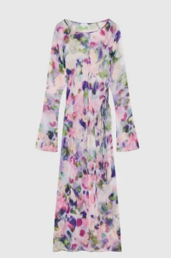 Abito midi in chiffon fantasia