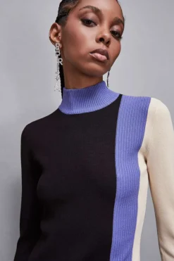 Abito Midi in maglia color block