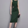 Abito midi smanicato girocollo stretch