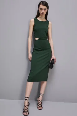 Abito midi smanicato girocollo stretch