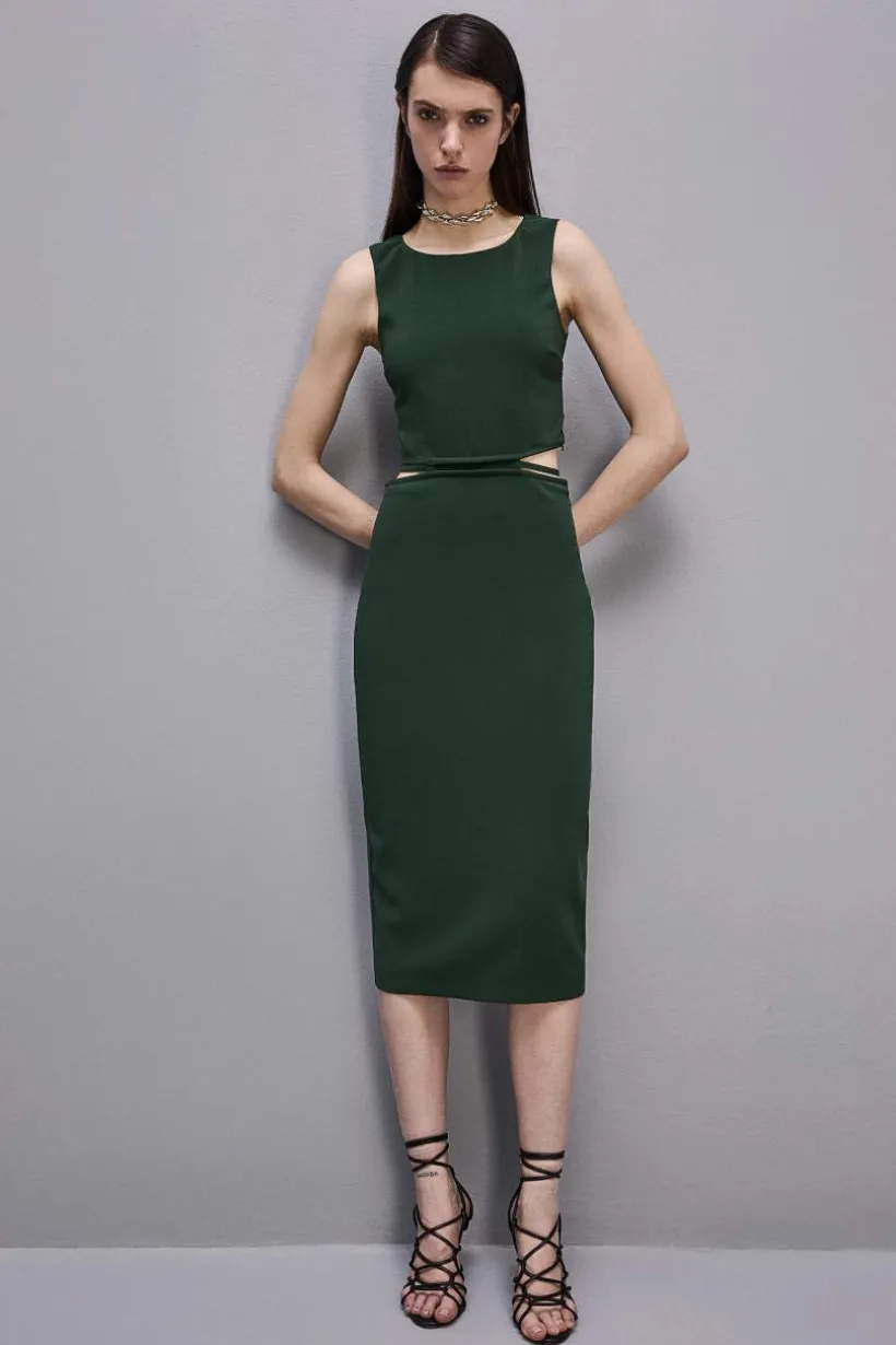 Abito midi smanicato girocollo stretch