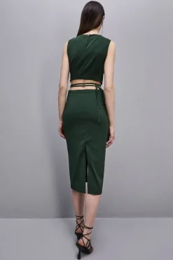 Abito midi smanicato girocollo stretch
