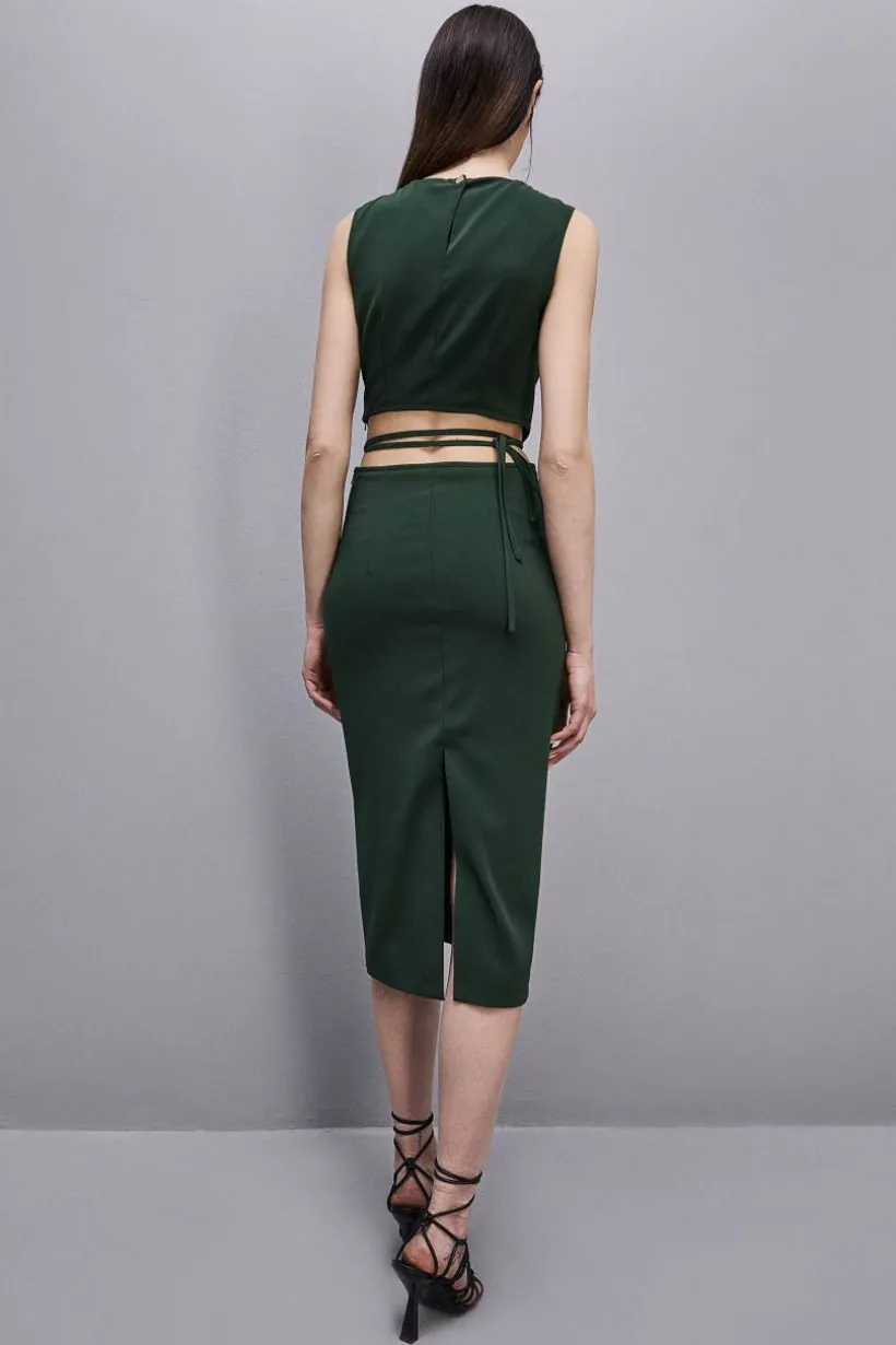 Abito midi smanicato girocollo stretch