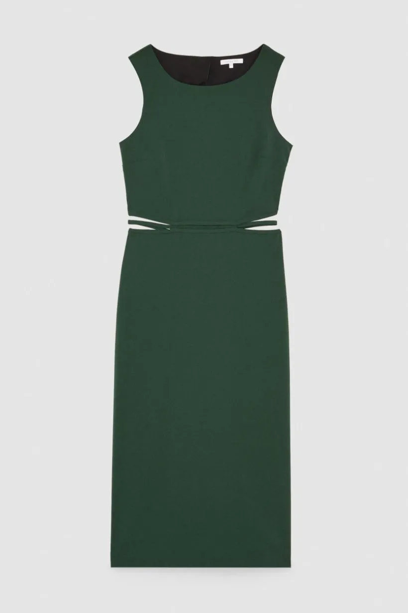 Abito midi smanicato girocollo stretch