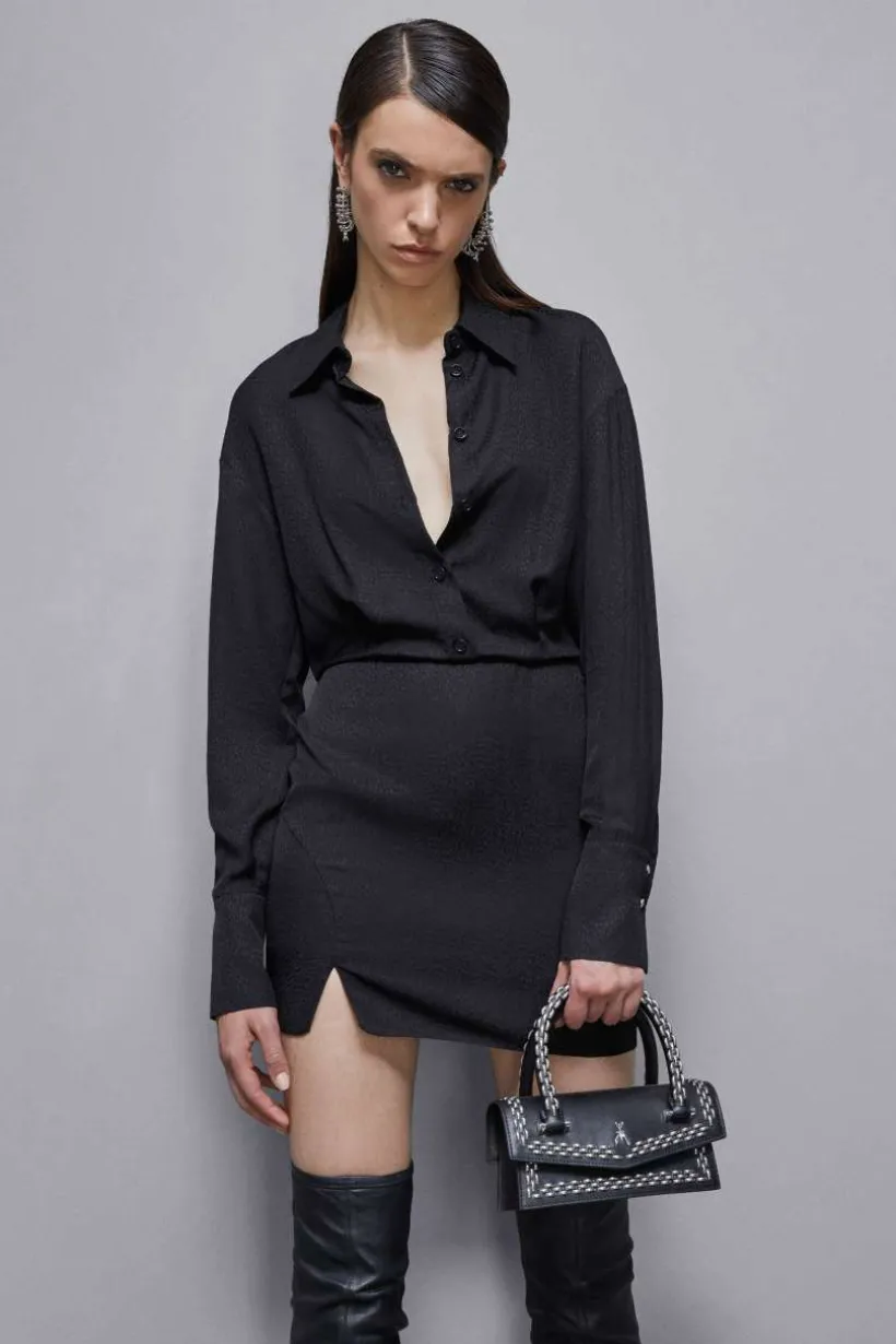 Abito mini in jacquard di viscosa