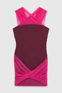 Abito mini in jersey e tulle