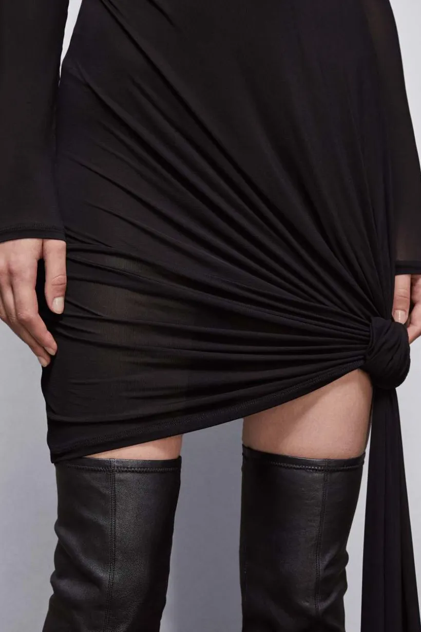 Abito mini in viscosa con drappeggio