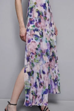 Abito plissè monospalla in chiffon