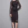 Abito stampato in tulle stretch