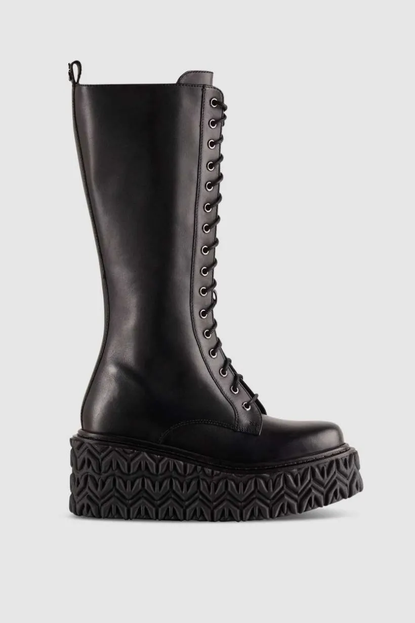 Anfibi in pelle con zip laterale