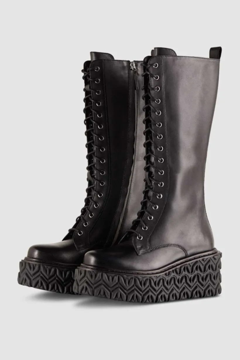 Anfibi in pelle con zip laterale