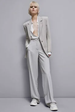 Blazer gessato un bottone in flanella