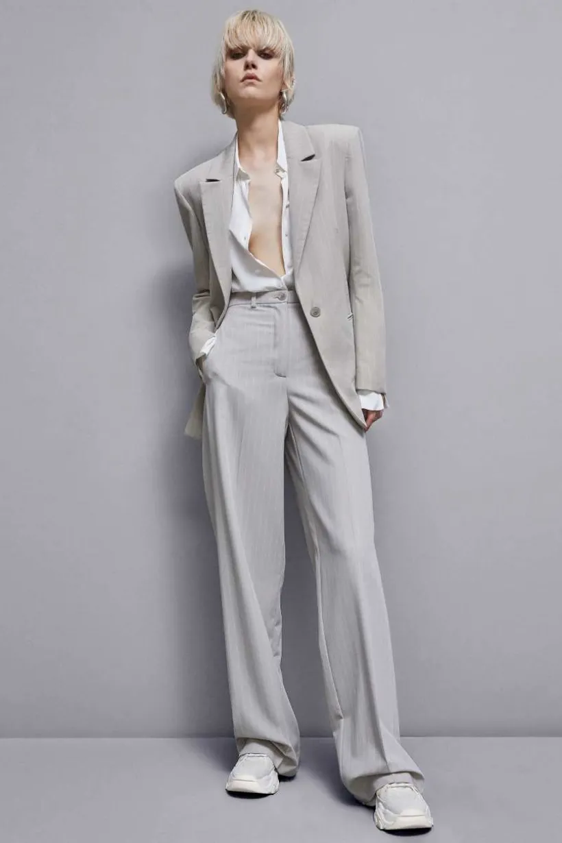 Blazer gessato un bottone in flanella