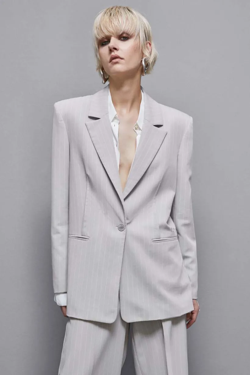 Blazer gessato un bottone in flanella