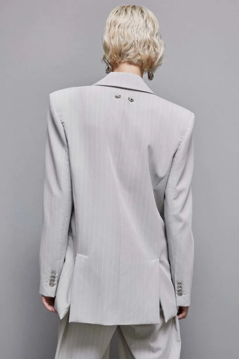 Blazer gessato un bottone in flanella