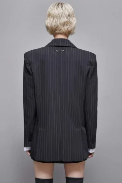 Blazer gessato un bottone in flanella