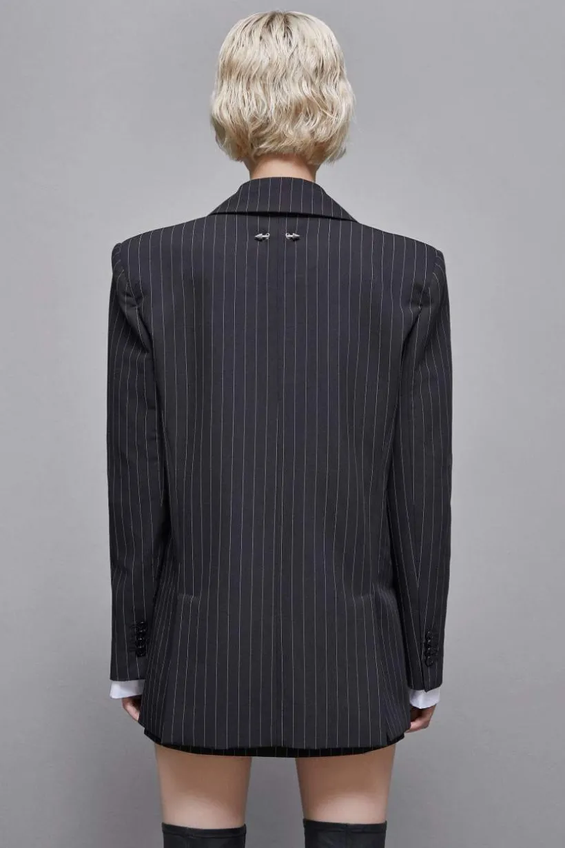 Blazer gessato un bottone in flanella