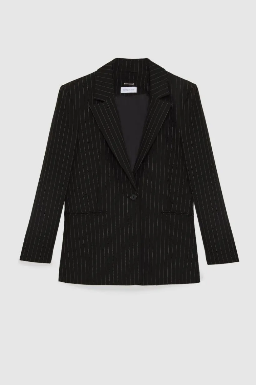 Blazer gessato un bottone in flanella