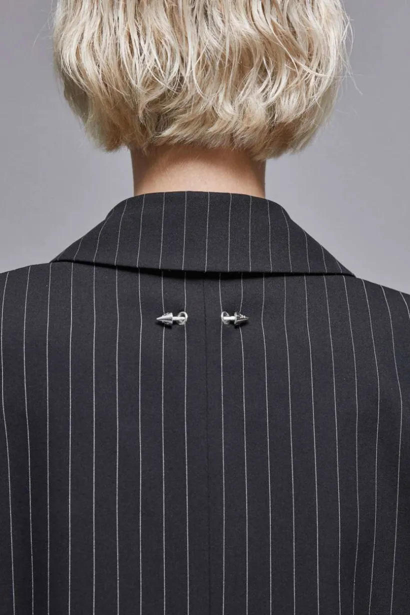 Blazer gessato un bottone in flanella