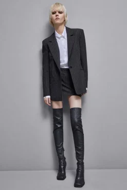 Blazer gessato un bottone in flanella