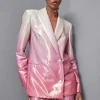Blazer giacca doppio petto in raso
