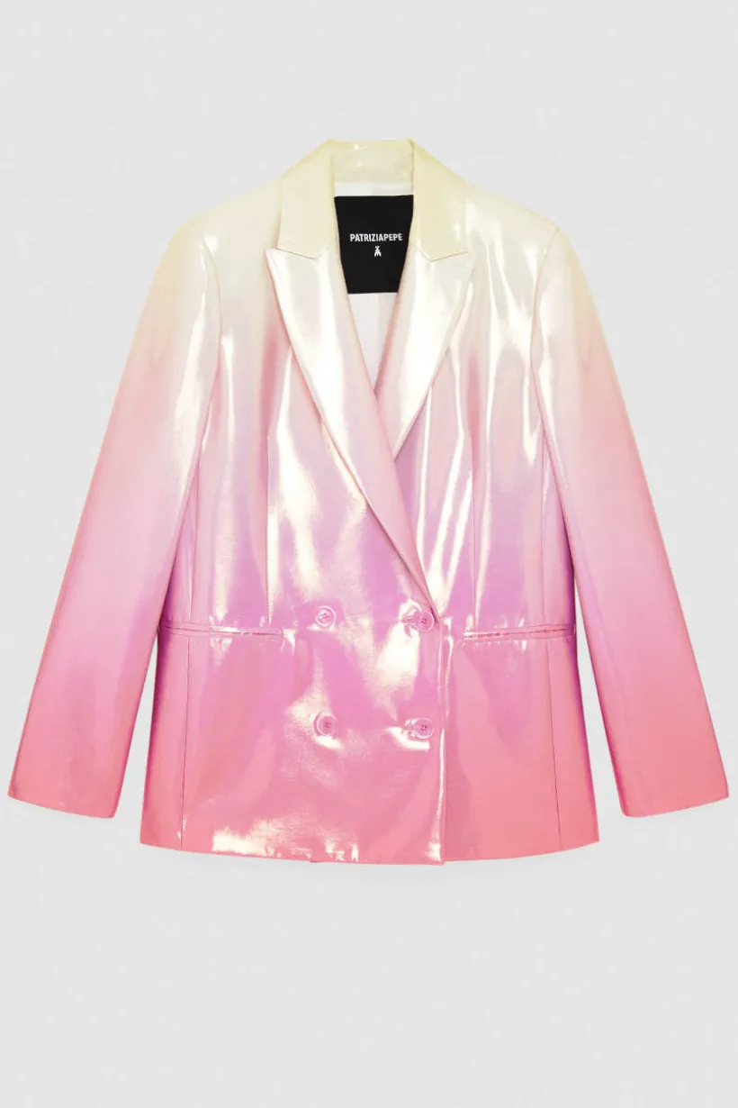 Blazer giacca doppio petto in raso