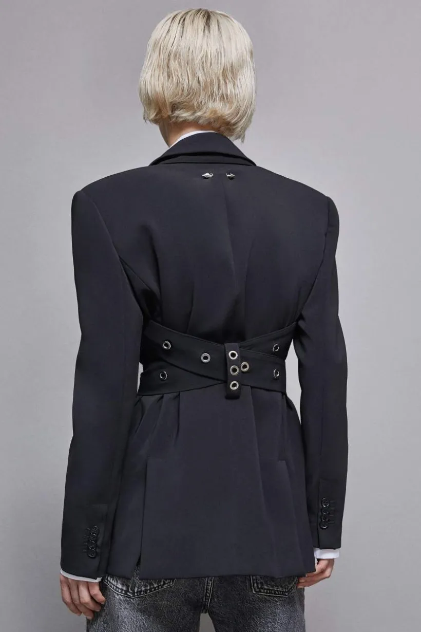 Blazer in crepe taglio maschile