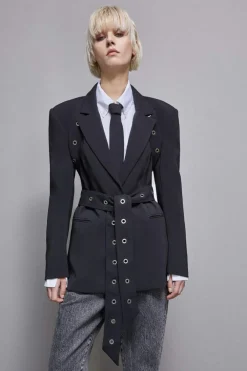 Blazer in crepe taglio maschile