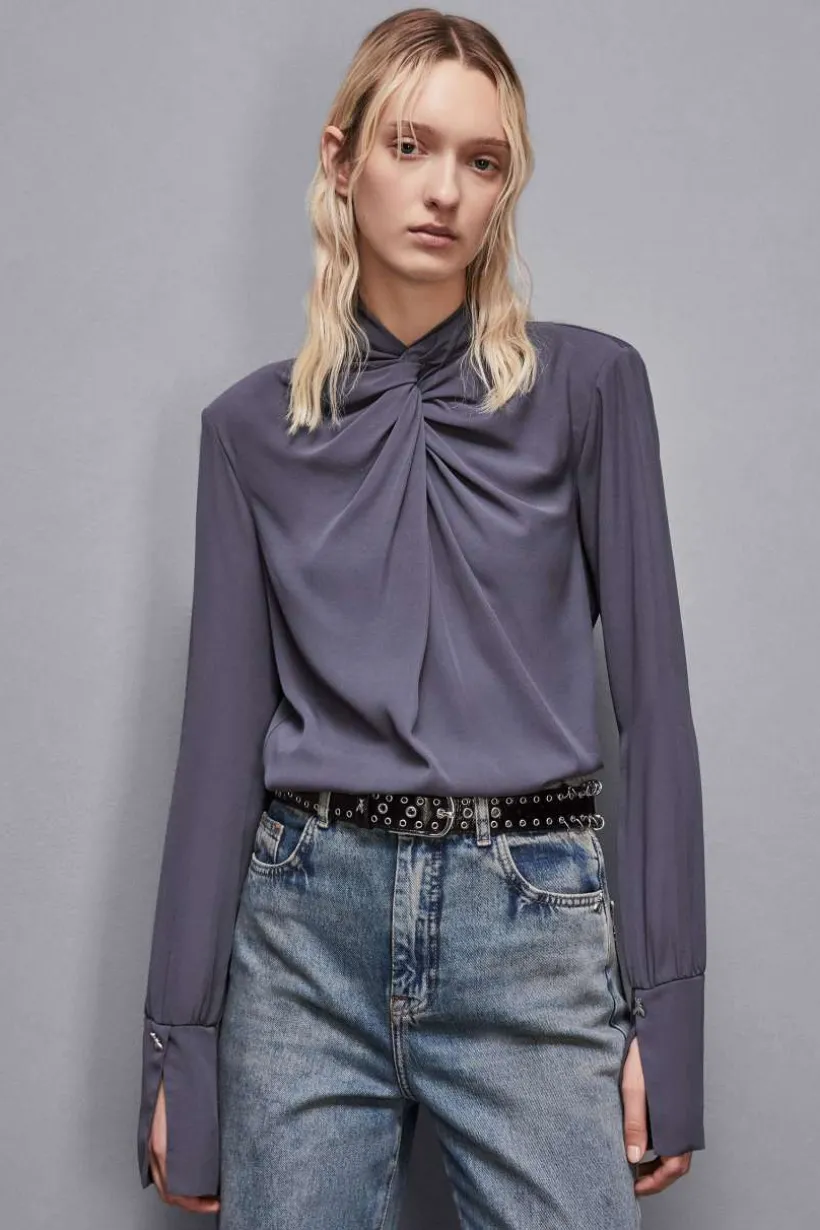 Blusa in twill di viscosa "Essential"