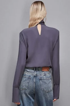 Blusa in twill di viscosa