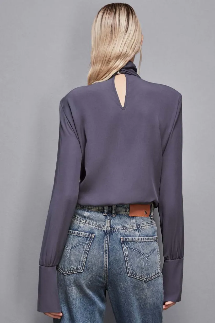 Blusa in twill di viscosa "Essential"