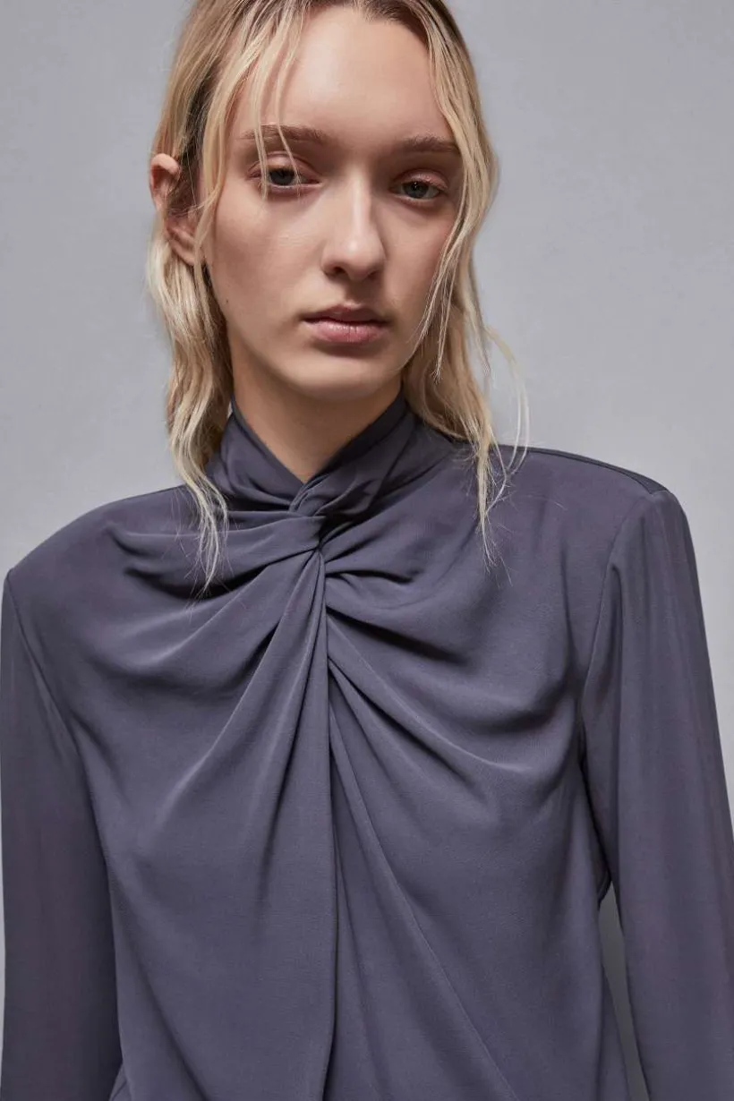 Blusa in twill di viscosa "Essential"