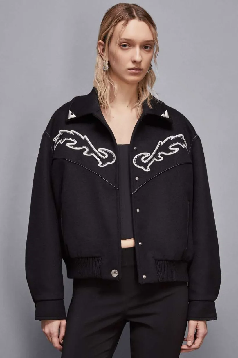 Bomber con ricamo cowgirl a contrasto
