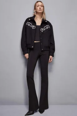 Bomber con ricamo cowgirl a contrasto