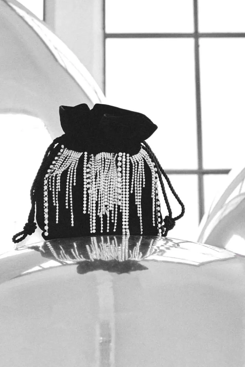 Borsa a sacchetto con strass