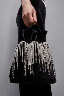 Borsa a sacchetto con strass