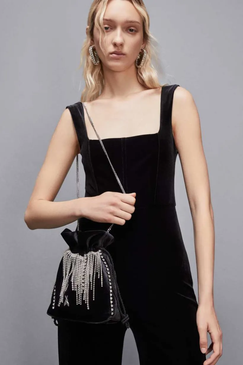 Borsa a sacchetto con strass