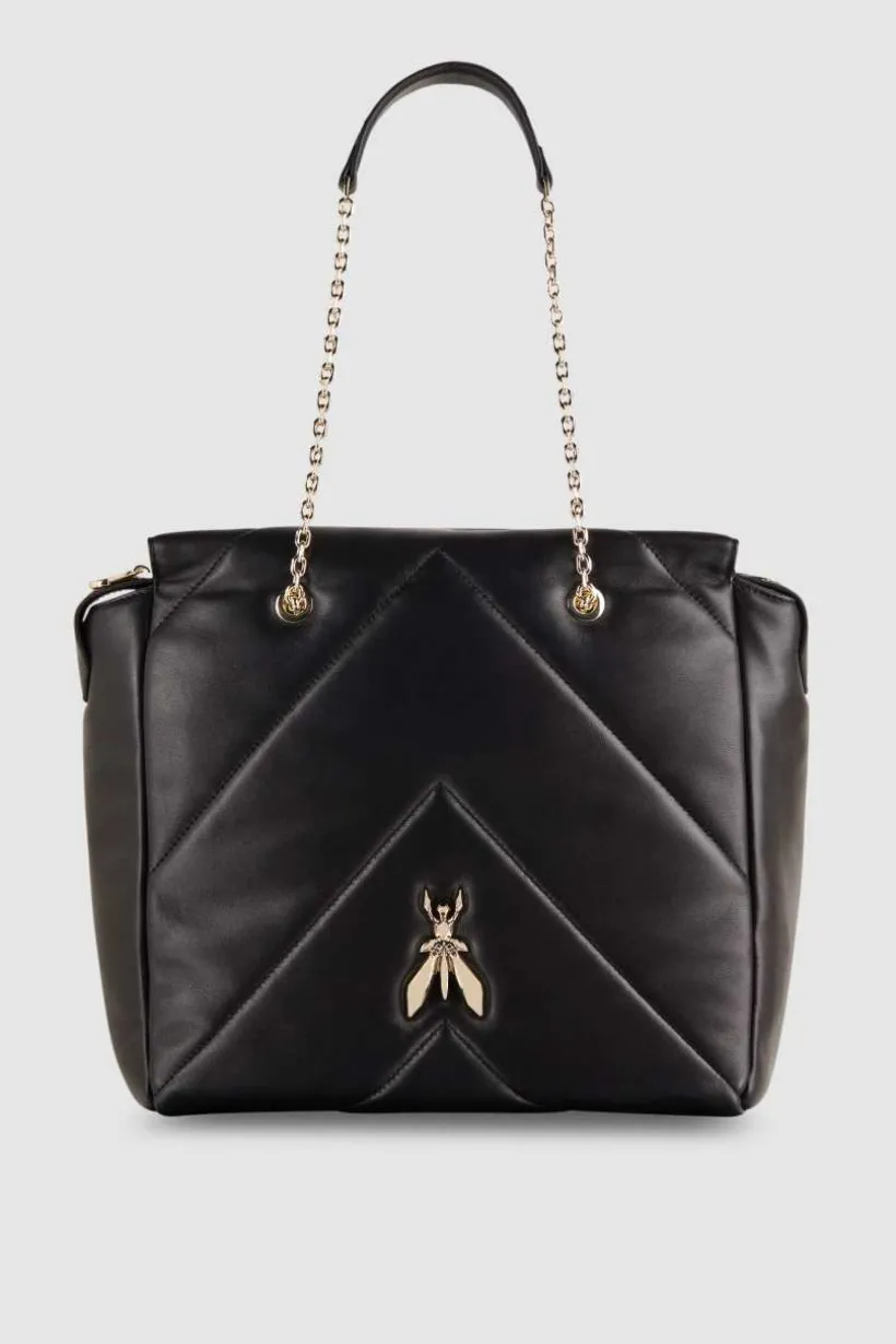 Borsa a secchiello in pelle con zip